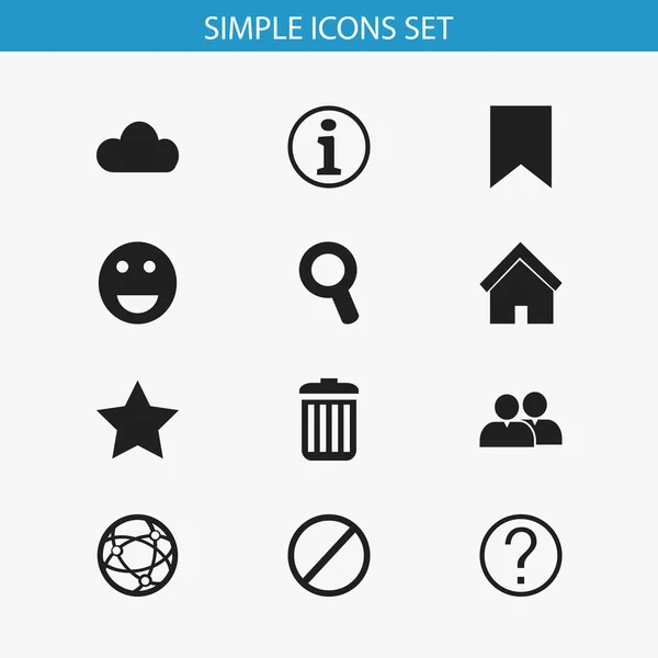 Set Of 12 Editable Internet Icons. Includes Symbols Such As Group, Quiz, Magnifier And More. Can Be Used For Web, Mobile, UI And Infographic Design. — Stock Vector