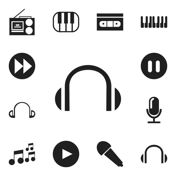 Set van 12 bewerkbare Mp3 iconen. Bevat symbolen zoals pauzeren, Tape, Synthesizer en meer. Kan worden gebruikt voor Web, Mobile, Ui en Infographic Design. — Stockvector