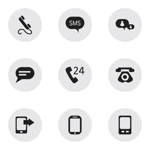 Conjunto de 9 ícones de telefone editável. Inclui símbolos como serviço de 24 horas, celular, tablet e muito mais. Pode ser usado para Web, Mobile, UI e design infográfico . — Vetor de Stock