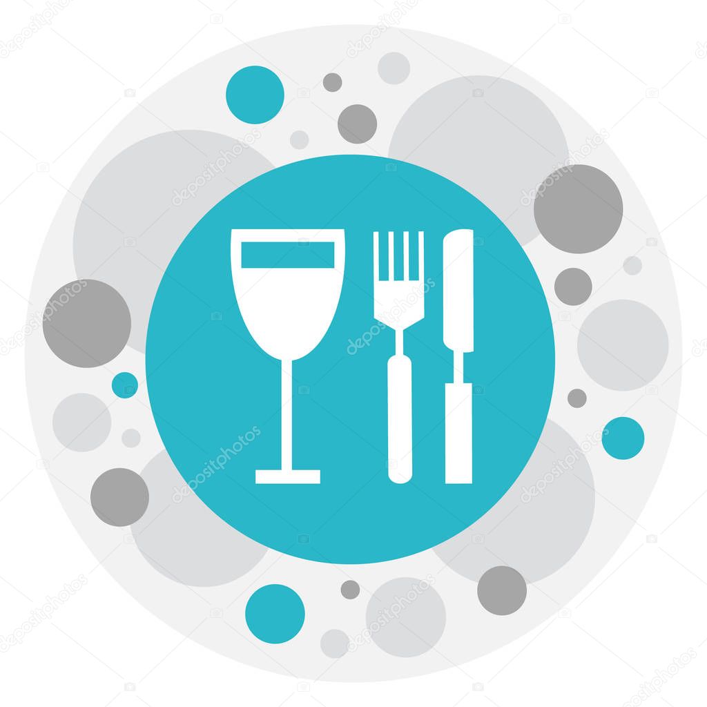 Vector Illustration Of Restaurant Symbol On Glass With Silverware Icon. Premium Quality Isolated Tableware Element In Trendy Flat Style.