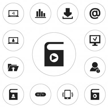 12 düzenlenebilir Internet simge kümesi. Çizgi grafiği, şarkı listesi, posta simgesi ve daha fazlası gibi simgeler içerir. Web, mobil, UI ve Infographic tasarımı için kullanılabilir.