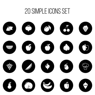 20 düzenlenebilir meyve simgeler kümesi. Jonagold, kayısı, armut ve daha fazlası gibi simgeler içerir. Web, mobil, UI ve Infographic tasarımı için kullanılabilir.