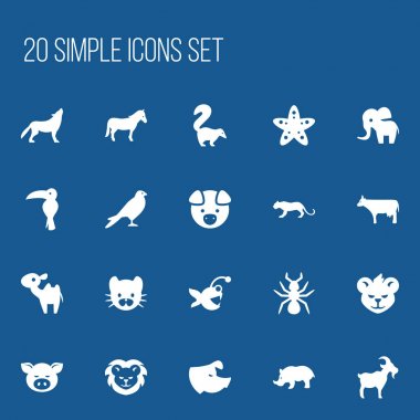 20 düzenlenebilir hayvan simgeler kümesi. Domuzcuk, deniz yıldızı, kokarca ve daha fazlası gibi simgeler içerir. Web, mobil, UI ve Infographic tasarımı için kullanılabilir.
