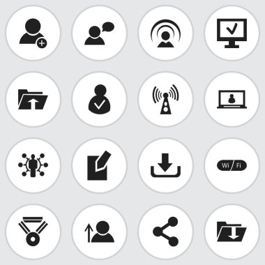 16 düzenlenebilir Web simgeler kümesi. Dosyası, bağlantı, yayımlamak gibi sembolleri içerir ve daha fazlası. Web, mobil, UI ve Infographic tasarımı için kullanılabilir.