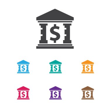 Finans sembolü Müzesi simge vektör çizim. Üstün kaliteli modaya uygun düz stil öğesinde bina izole.