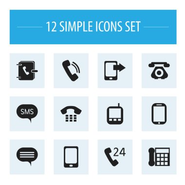 12 düzenlenebilir aygıt simgeler kümesi. Aygıt, paylaşım ekran, telekomünikasyon ve daha fazla arama gibi simgeleri içerir. Web, mobil, UI ve Infographic tasarımı için kullanılabilir.