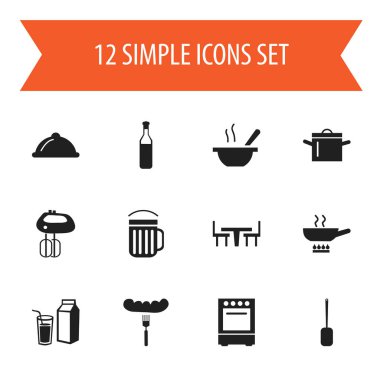 12 düzenlenebilir Cook simgeler kümesi. Tenceresi, bira, yemek masası ve daha fazlası gibi simgeler içerir. Web, mobil, UI ve Infographic tasarımı için kullanılabilir.