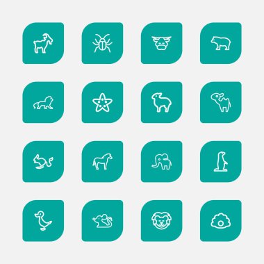 16 düzenlenebilir hayvan anahat simgeler kümesi. Dromedary, Zebra, Gopher ve daha fazlası gibi simgeler içerir. Web, mobil, UI ve Infographic tasarımı için kullanılabilir.