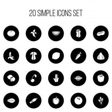 20 düzenlenebilir tencere simgeler kümesi. Limon, maydanoz, badem ve daha fazlası gibi simgeler içerir. Web, mobil, UI ve Infographic tasarımı için kullanılabilir.