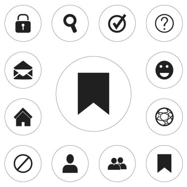 12 düzenlenebilir Internet simge kümesi. Mektup, güvenlik ve Profile gibi simgeler içerir. Web, mobil, UI ve Infographic tasarımı için kullanılabilir.