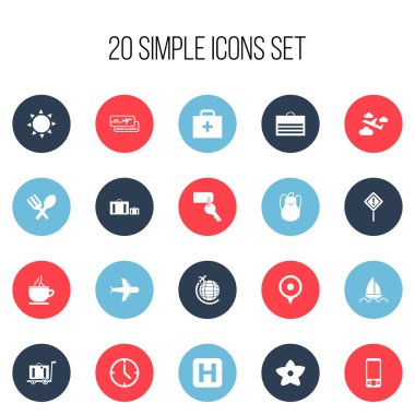 20 düzenlenebilir yolculuk simgeler kümesi. Doktor örnek, biniş, çatal bıçak takımı ve daha fazlası gibi simgeler içerir. Web, mobil, UI ve Infographic tasarımı için kullanılabilir.