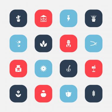 16 düzenlenebilir Bahçe simgeler kümesi. Turp, botanik, yaprak ve daha fazlası gibi simgeler içerir. Web, mobil, UI ve Infographic tasarımı için kullanılabilir.