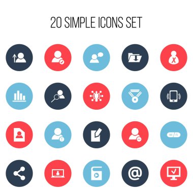 20 düzenlenebilir Web simgeler kümesi. Hesap, düşünen adam, Delete üye ve daha fazlası gibi simgeler içerir. Web, mobil, UI ve Infographic tasarımı için kullanılabilir.