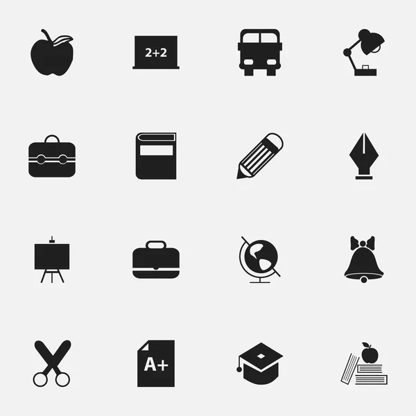 Set Of 16 Editable Knowledge Icons. Includes Symbols Such As Portfolio, Eraser, Writing Board And More. Can Be Used For Web, Mobile, UI And Infographic Design. — Stock Vector