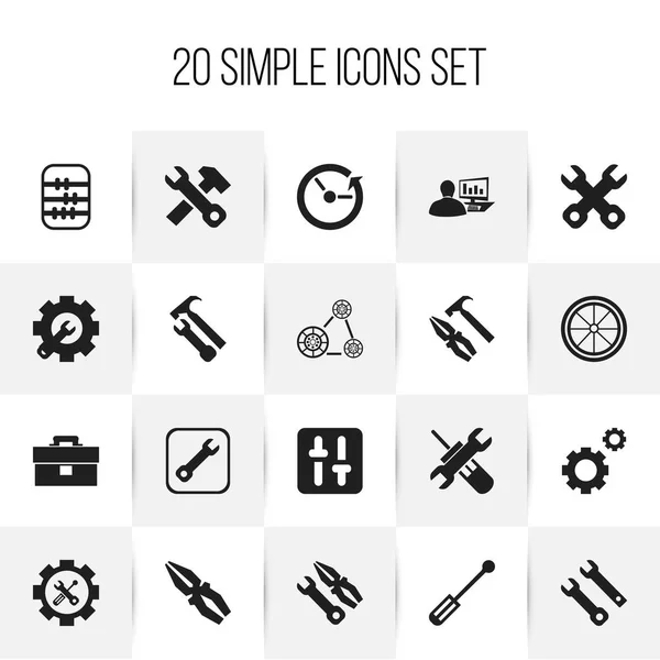 Conjunto de 20 ícones de reparação editáveis. Inclui símbolos como tempo, martelo de chave, portfólio e muito mais. Pode ser usado para Web, Mobile, UI e design infográfico . — Vetor de Stock