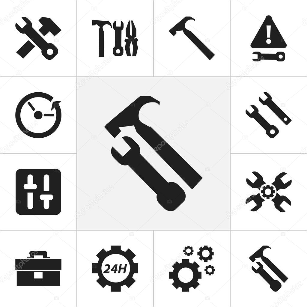 Set Of 12 Editable Service Icons. Includes Symbols Such As Portfolio, Cogwheels, Support Center And More. Can Be Used For Web, Mobile, UI And Infographic Design.