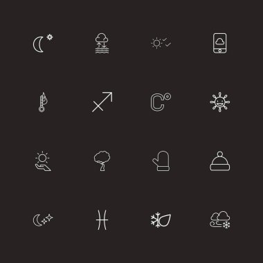 16 düzenlenebilir hava anahat simgeleri ayarlayın. Archer, güneş, gibi simgeler kap ve daha fazlasını içerir. Web, mobil, UI ve Infographic tasarımı için kullanılabilir.