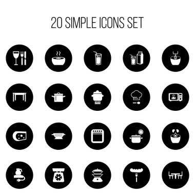 20 düzenlenebilir Cook simgeler kümesi. İçki, çorba, Multicooker ve daha fazlası gibi simgeler içerir. Web, mobil, UI ve Infographic tasarımı için kullanılabilir.