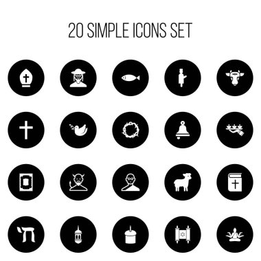 20 düzenlenebilir Dyne simgeler kümesi. Papa şapkalar, mum ışığı, balık gibi simgeleri içerir. Web, mobil, UI ve Infographic tasarımı için kullanılabilir.