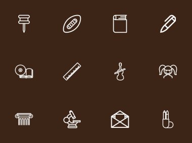 12 düzenlenebilir bilim anahat simgeleri ayarlayın. Cd, raptiye, mercek ve daha fazlası gibi simgeler içerir. Web, mobil, UI ve Infographic tasarımı için kullanılabilir.