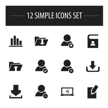 12 düzenlenebilir Internet simge kümesi. Günlük gibi simgeler içeren kullanıcı, güzel profili ve daha önceden, onay. Web, mobil, UI ve Infographic tasarımı için kullanılabilir.