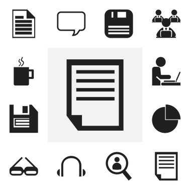 12 düzenlenebilir Bürosu simgeler kümesi. Disket, işçi gibi simgeler dizüstü bilgisayar, kulaklık ve daha fazlasını içerir. Web, mobil, UI ve Infographic tasarımı için kullanılabilir.