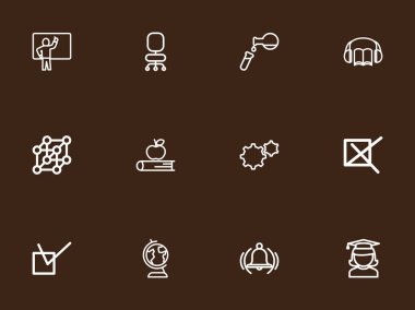 12 düzenlenebilir bilim anahat simgeleri ayarlayın. Atom, yüksek lisans, onay ve daha fazlası gibi simgeler içerir. Web, mobil, UI ve Infographic tasarımı için kullanılabilir.