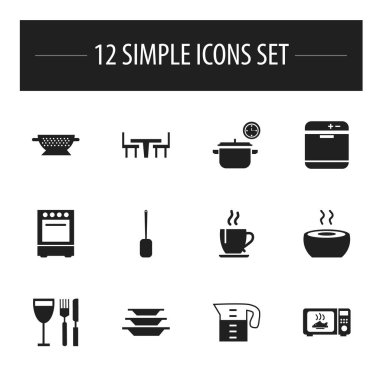 12 düzenlenebilir Restoran simgeler kümesi. Sofra takımı, soba, fırın ve daha fazlası gibi simgeler içerir. Web, mobil, UI ve Infographic tasarımı için kullanılabilir.
