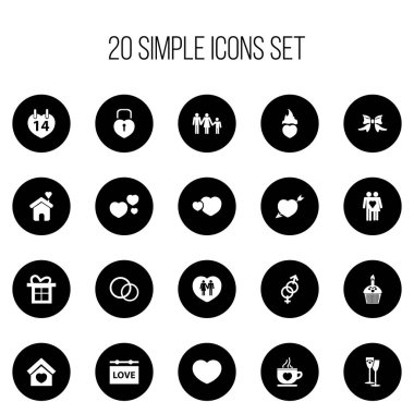 20 düzenlenebilir kalp simgeler kümesi. Tutku, ana sayfa ve Lineage gibi simgeler içerir. Web, mobil, UI ve Infographic tasarımı için kullanılabilir.