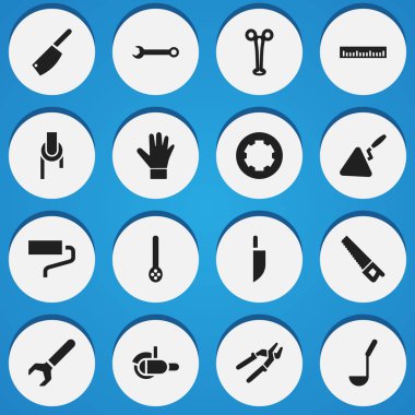 16 düzenlenebilir enstrüman simgeler kümesi. Kepçe, kasnak, dayağı ve daha fazlası gibi simgeler içerir. Web, mobil, UI ve Infographic tasarımı için kullanılabilir.