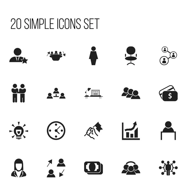 Conjunto de 20 ícones comerciais editáveis. Inclui símbolos como empresário, acordo, reunião e muito mais. Pode ser usado para Web, Mobile, UI e design infográfico . —  Vetores de Stock
