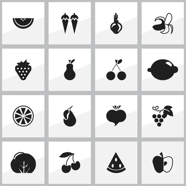 Set med 16 redigerbara Berry ikoner. Innehåller symboler som till exempel blomkål, Sativum, cantaloupemelon och mer. Kan användas för webb-, mobil-, Ui- och Infographic Design. — Stock vektor