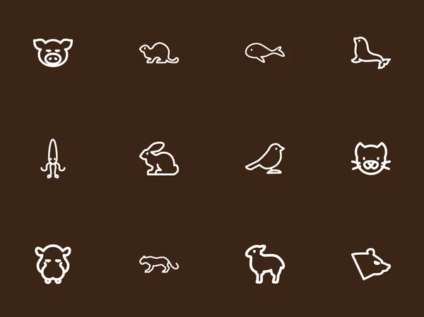 Conjunto de 12 iconos de contorno animal editables. Incluye símbolos como Cachalot, Piggy, Kitty y más. Puede ser utilizado para el diseño de la tela, móvil, interfaz de usuario e infografía . — Archivo Imágenes Vectoriales