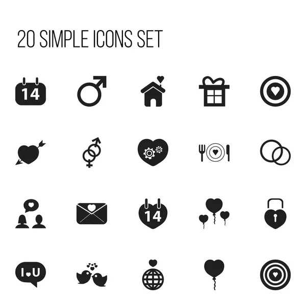 Conjunto de 20 iconos editables del corazón. Incluye símbolos tales como corazón bloqueado, sexualidad, tablero de dardos y más. Puede ser utilizado para el diseño de la tela, móvil, interfaz de usuario e infografía . — Vector de stock