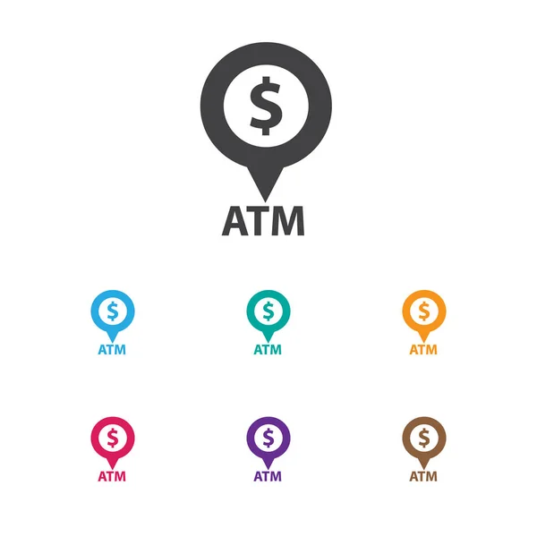 Illustrazione vettoriale del simbolo finanziario sull'icona dell'ATM. Elemento meccanico automatico isolato Premium di qualità in stile piatto alla moda . — Vettoriale Stock