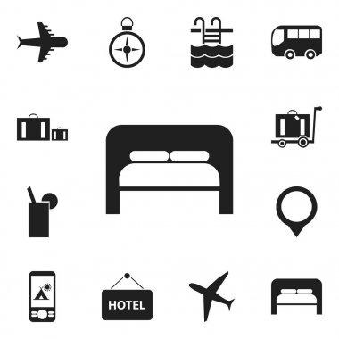 12 düzenlenebilir tatil simgeler kümesi. Limonata, uçak, telefon çadırda ve daha fazlası gibi simgeler içerir. Web, mobil, UI ve Infographic tasarımı için kullanılabilir.