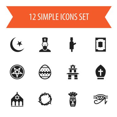 12 düzenlenebilir Dyne simgeler kümesi. Sembolleri dilenci gibi Mısır Tanrı, Müslüman halı ve daha fazlasını içerir. Web, mobil, UI ve Infographic tasarımı için kullanılabilir.