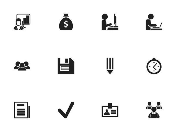 Ensemble de 12 icônes de bureau modifiables. Comprend des symboles tels que crayon, sac d'argent, présentation et plus. Peut être utilisé pour le Web, mobile, interface utilisateur et infographie . — Image vectorielle