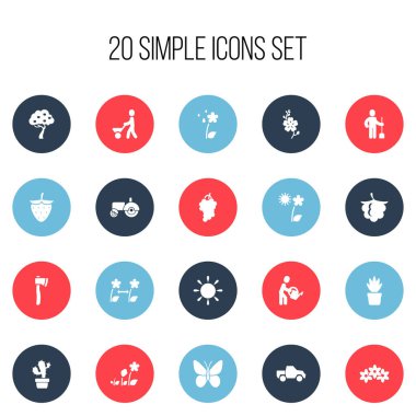 20 düzenlenebilir tarım simgeler kümesi. Islahı, Van, arabası olan adam ve daha fazla gibi simgeler içerir. Web, mobil, UI ve Infographic tasarımı için kullanılabilir.