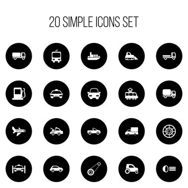 20 düzenlenebilir ulaşım simgeler kümesi. Simgeleri gibi ulaşım, otomotiv, Aydın ve daha fazlasını içerir. Web, mobil, UI ve Infographic tasarımı için kullanılabilir.