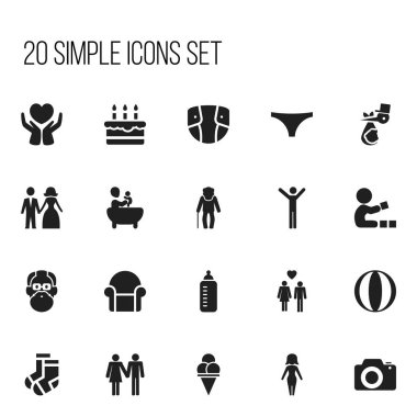 20 düzenlenebilir millet simgeler kümesi. Çorap, biberon, balon ve daha fazlası gibi simgeler içerir. Web, mobil, UI ve Infographic tasarımı için kullanılabilir.