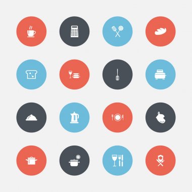 16 düzenlenebilir mutfak simgeler kümesi. Baget, yemek, ekmek ve daha fazlası gibi simgeler içerir. Web, mobil, UI ve Infographic tasarımı için kullanılabilir.