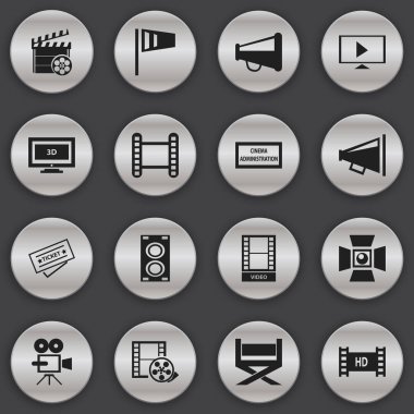 16 düzenlenebilir film simgeler kümesi. Film şeridi, Bilet, megafon ve daha fazlası gibi simgeler içerir. Web, mobil, UI ve Infographic tasarımı için kullanılabilir.