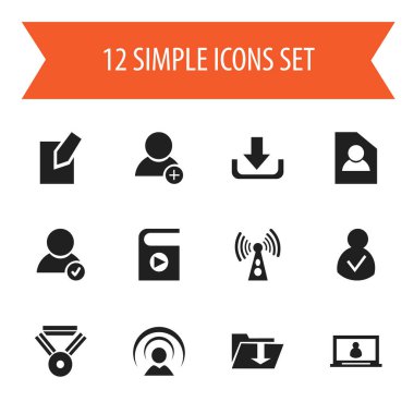 12 düzenlenebilir genel simgeler kümesi. Erişim izni gibi hesap, belge ve daha simgeleri içerir. Web, mobil, UI ve Infographic tasarımı için kullanılabilir.