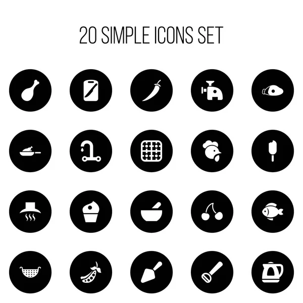 Conjunto de 20 ícones alimentares editáveis. Inclui símbolos como Husker, queimador de gás, pá de alimentos e muito mais. Pode ser usado para Web, Mobile, UI e design infográfico . —  Vetores de Stock