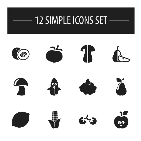 Set de 12 iconos de utensilios editables. Incluye símbolos como la pieza de pera, cereza, maíz y más. Puede ser utilizado para el diseño de la tela, móvil, interfaz de usuario e infografía . — Vector de stock