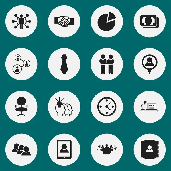 16 düzenlenebilir ticaret simgeler kümesi. Tablo, kravat, konum ve daha fazlası gibi simgeler içerir. Web, mobil, UI ve Infographic tasarımı için kullanılabilir.