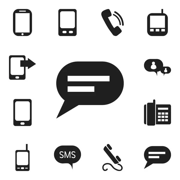 Set di 12 icone del telefono modificabili. Include simboli come telefono, tablet, chat e altro ancora. Può essere utilizzato per la progettazione web, mobile, UI e infografica . — Vettoriale Stock