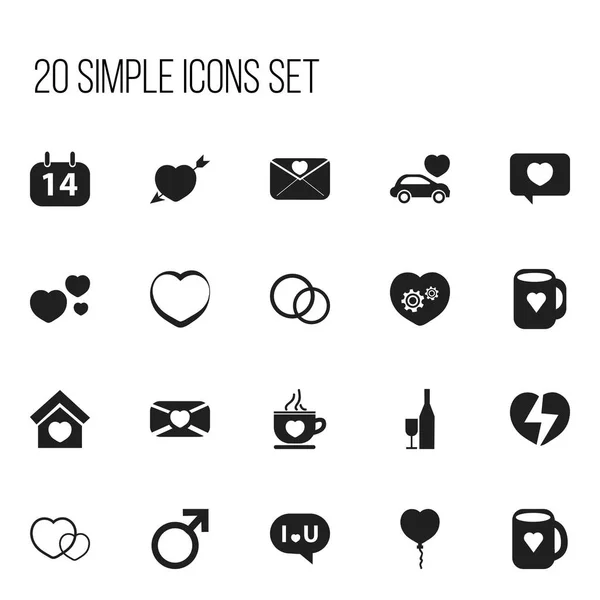 Conjunto de 20 Ícones de Amor Editáveis. Inclui símbolos como balões dos namorados, mensagem de amor, decoração e muito mais. Pode ser usado para Web, Mobile, UI e design infográfico . — Vetor de Stock