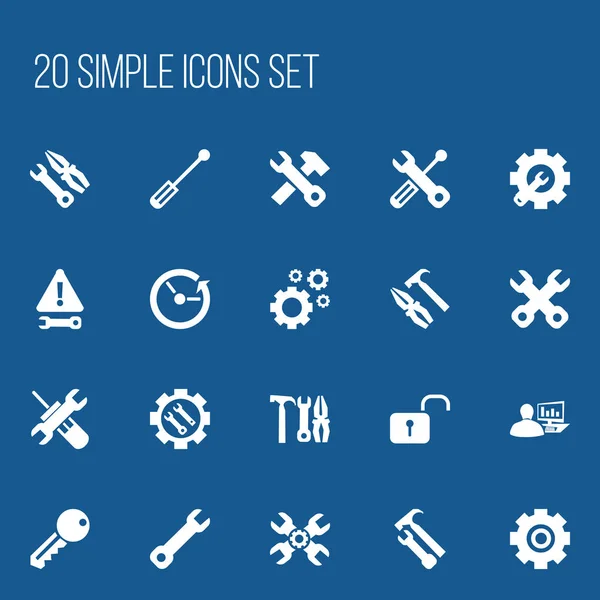 Conjunto de 20 ícones de reparação editáveis. Inclui símbolos como martelo chave, acesso, estatísticas de computador e muito mais. Pode ser usado para Web, Mobile, UI e design infográfico . — Vetor de Stock